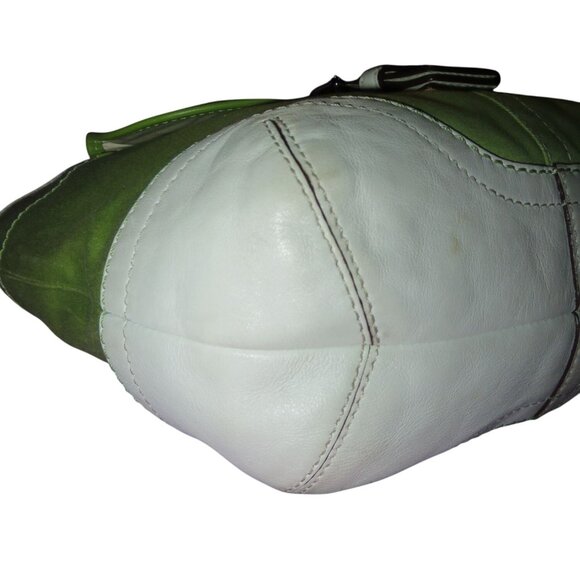 Coach 2006 Soho Canvas & Leather Mini Tote Buckle Front Flap Green & White - Picture 9 of 13